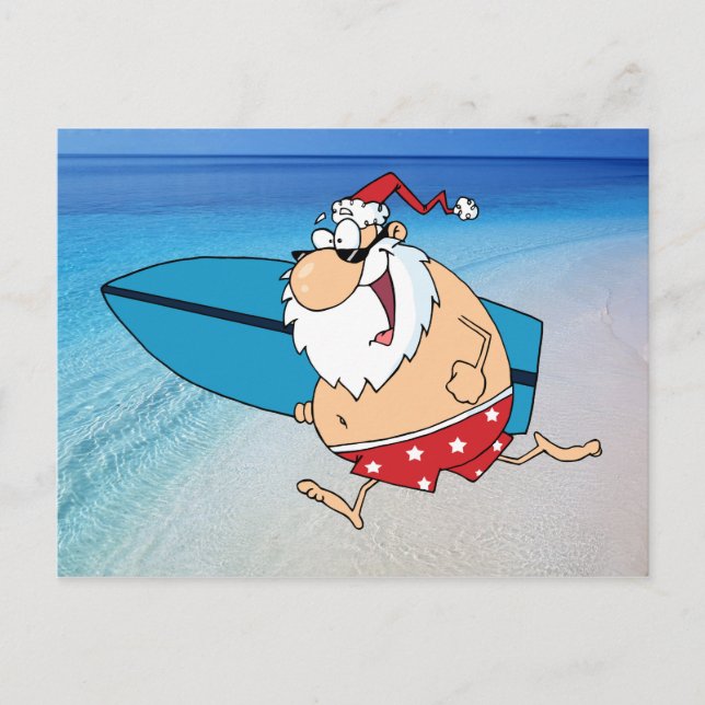 Cartes Pour Fêtes Annuelles surf père Noël (Devant)
