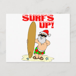 Cartes Pour Fêtes Annuelles Surf Père Noël