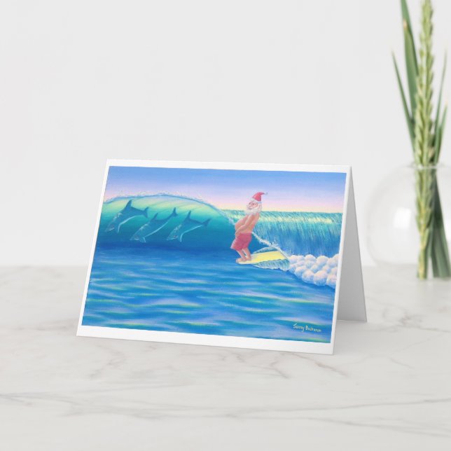 Cartes Pour Fêtes Annuelles Surf Père Noël (Devant)