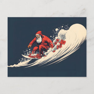 Cartes Pour Fêtes Annuelles Surfant sur le Père Noël Été Noël