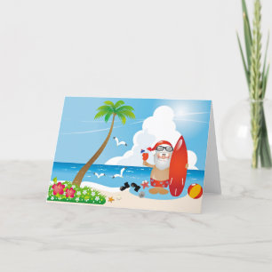 Cartes Pour Fêtes Annuelles surfer santa claus