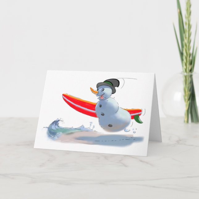 Cartes Pour Fêtes Annuelles sUrFeR sNoWmAn (Devant)