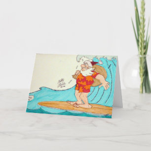 Cartes Pour Fêtes Annuelles Surfin' Père Noël