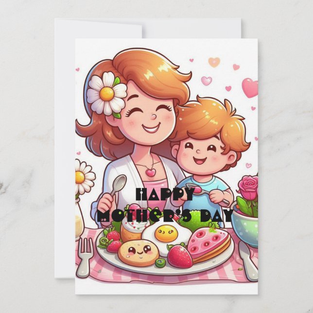 Cartes Pour Fêtes Annuelles Surprise du petit-déjeuner de la fête des mères (Devant)