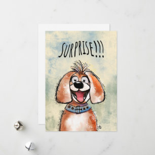Cartes Pour Fêtes Annuelles Surprise. Happy Dog ! Funny card.