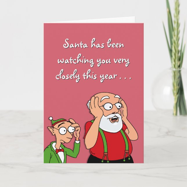 Cartes Pour Fêtes Annuelles Surveillance père Noël (Devant)