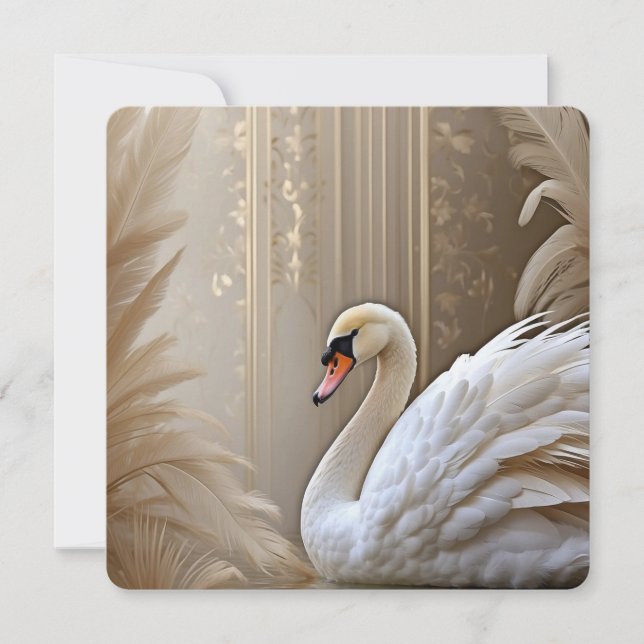 Cartes Pour Fêtes Annuelles *~* Swan blanc SC1 Majestic Belle (Devant)