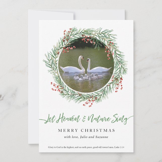 Cartes Pour Fêtes Annuelles Swan Let Heaven & Nature Sing (Devant)