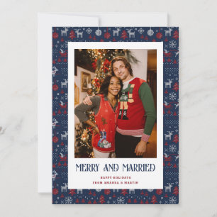 Cartes Pour Fêtes Annuelles Sweat moche bleu marié et joyeux photo