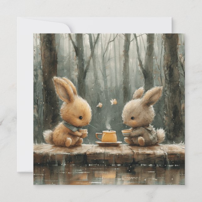 Cartes Pour Fêtes Annuelles Sweet Bunnies : Expressions d'offres 🐇 numérique (Devant)