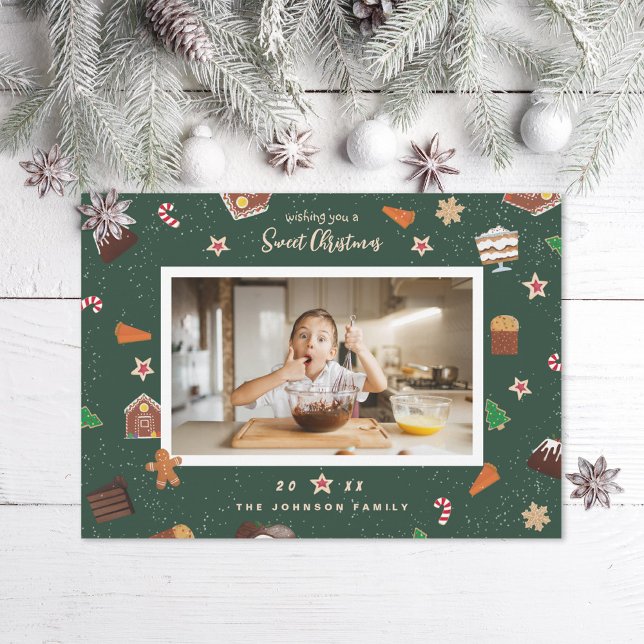 Cartes Pour Fêtes Annuelles Sweet Christmas Baked Sweets Photo Holiday Card (Créateur téléchargé)