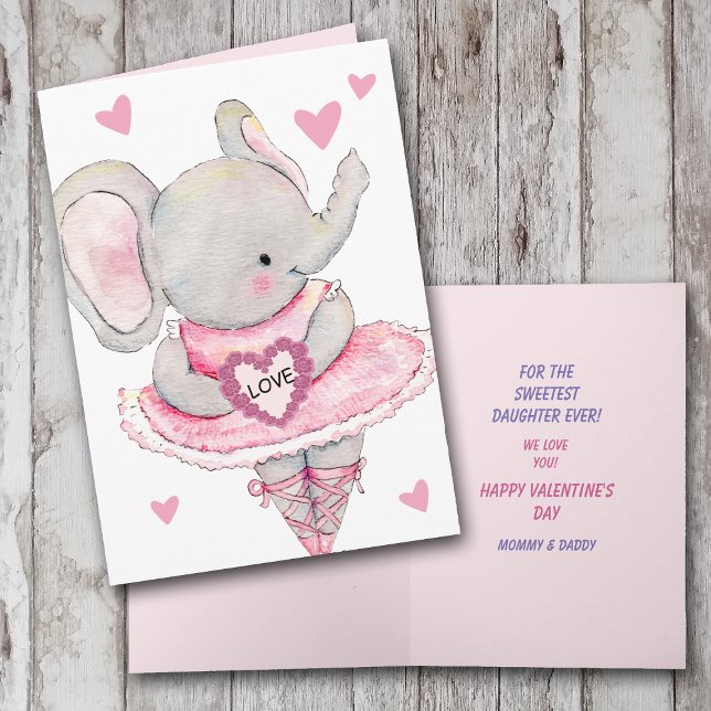 Cartes Pour Fêtes Annuelles Sweet Daughter Dancing Elephant Valentine (Créateur téléchargé)