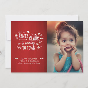 Cartes Pour Fêtes Annuelles Sweet Fun Père Noël arrive Script Photo