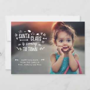 Cartes Pour Fêtes Annuelles Sweet Fun Père Noël arrive Script Photo