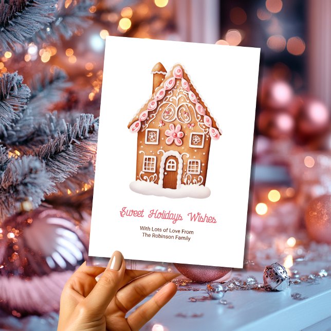 Cartes Pour Fêtes Annuelles Sweet Holiday Wings Gingerbread Maison Noël (Créateur téléchargé)