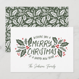Cartes Pour Fêtes Annuelles Sweet Holly Green Festive de Noël