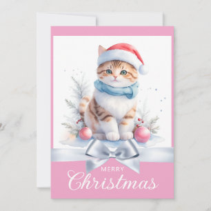 Cartes Pour Fêtes Annuelles Sweet rose mignon Noël Chat Noël Noël Salutation
