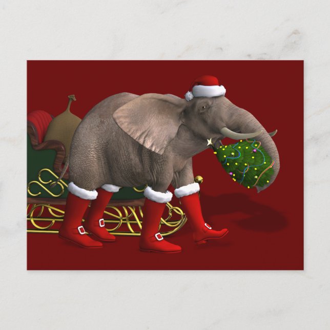 Cartes Pour Fêtes Annuelles Sweet Santa Claus Elephant (Devant)