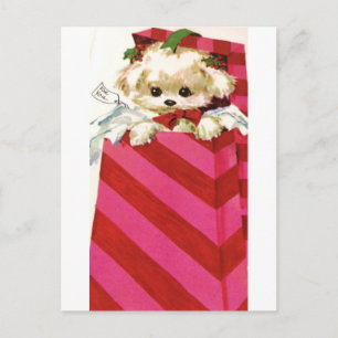 Cartes Pour Fêtes Annuelles Sweet Vintage Noël Puppy Bichon Lhasa Maltese