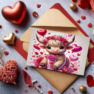 Cartes Pour Fêtes Annuelles Sweets de coeur Highland Cow Valentines