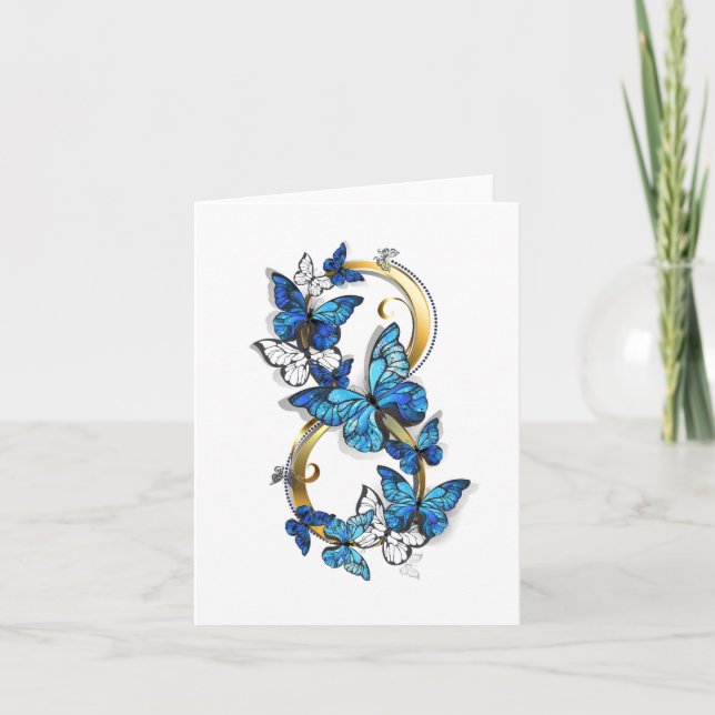 Cartes Pour Fêtes Annuelles Symbol Infinity of Blue Morpho Butterflies (Devant)