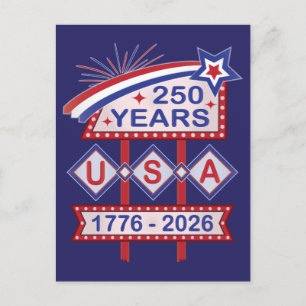 Cartes Pour Fêtes Annuelles Symbole du 250e anniversaire de la Retro USA 1776-