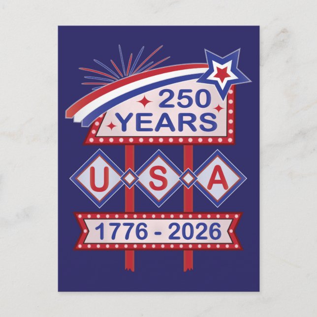 Cartes Pour Fêtes Annuelles Symbole du 250e anniversaire de la Retro USA 1776- (Devant)