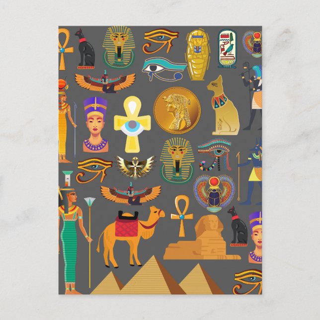 Cartes Pour Fêtes Annuelles SYMBOLE HIÉROglyphique égyptien Motif pharaon (Devant)