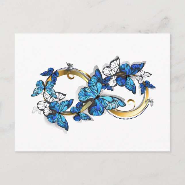 Cartes Pour Fêtes Annuelles Symbole infini de papillons Morpho bleus (Devant)