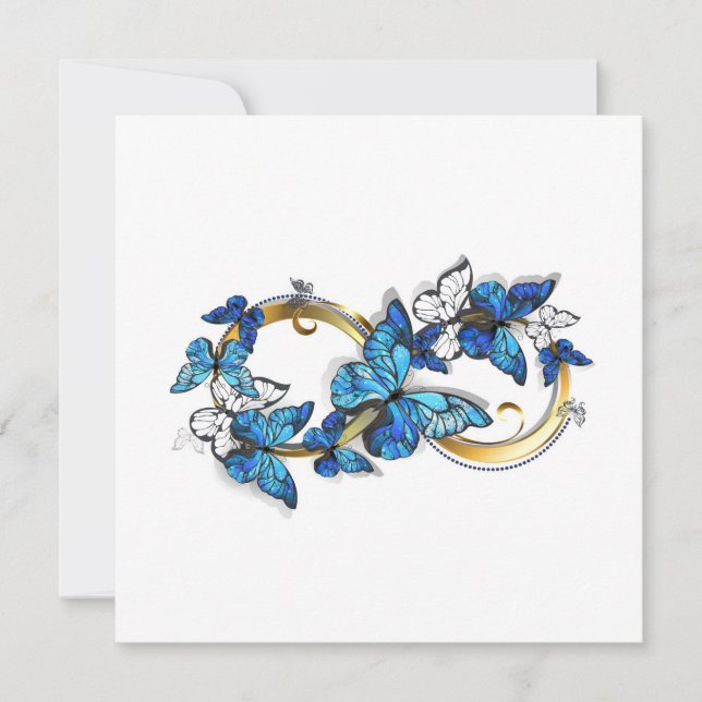 Cartes Pour Fêtes Annuelles Symbole infini de papillons Morpho bleus (Devant)