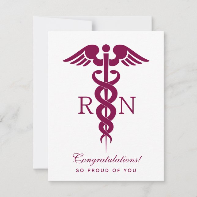 Cartes Pour Fêtes Annuelles Symbole Médicale rouge Caduceus Nurse (Devant)