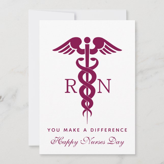 Cartes Pour Fêtes Annuelles Symbole Médicale rouge Caduceus Nurse (Devant)