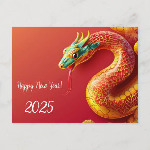 Cartes Pour Fêtes Annuelles symbole zodiaque chinois nouvelle année 2025 serpe