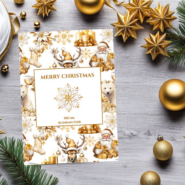 Cartes Pour Fêtes Annuelles Symboles de Noël or et blanc (Créateur téléchargé)