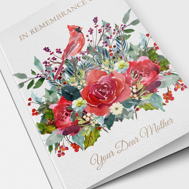 Cartes Pour Fêtes Annuelles Sympathie de Noël Chère mère Souvenir (Christmas Remembrance 'Your Dear Mother' In loving Memory , sympathy condolence bereavement card)