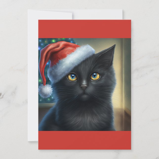Cartes Pour Fêtes Annuelles T-shirt cadeau de Noël en chat noir (Devant)