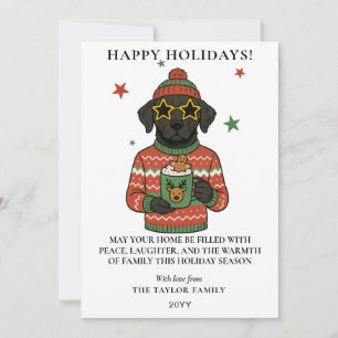 Cartes Pour Fêtes Annuelles T-shirt de Noël laid pour chien labrador noir