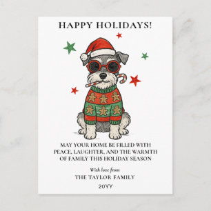 Cartes Pour Fêtes Annuelles T-shirt de Noël moche de Schnauzer avec un bonbon 