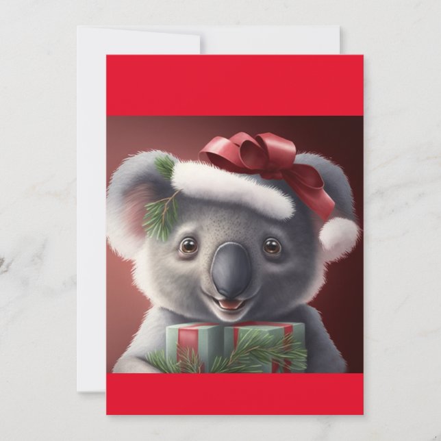 Cartes Pour Fêtes Annuelles T-shirt ours de Noël Père Noël Koala (Devant)
