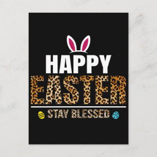 Cartes Pour Fêtes Annuelles T-shirt Pâques lapin oeufs carreaux léopard