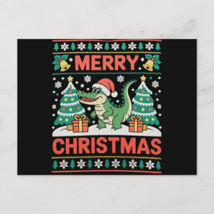 Cartes Pour Fêtes Annuelles T-shirt Père Noël Crocodile Sapin de Noël
