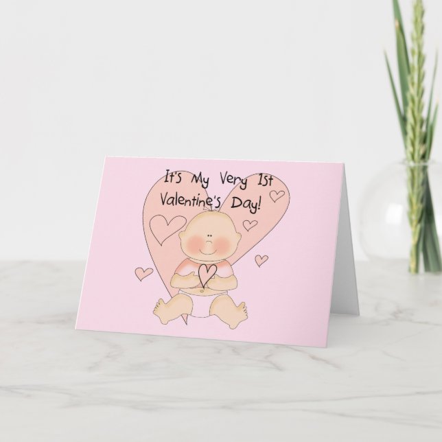 Cartes Pour Fêtes Annuelles T-shirts de Valentines de coeurs roses de fille (Devant)