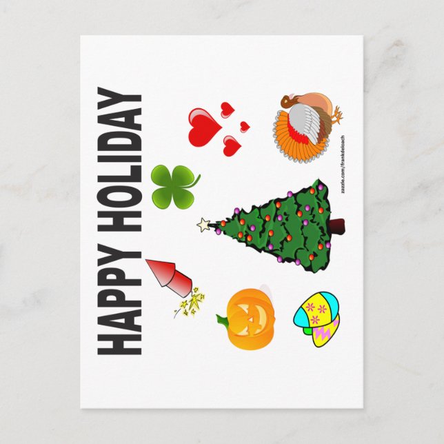 CARTES POUR FÊTES ANNUELLES T-SHIRTS ET CADEAUX HEUREUX DE VACANCES (Devant)