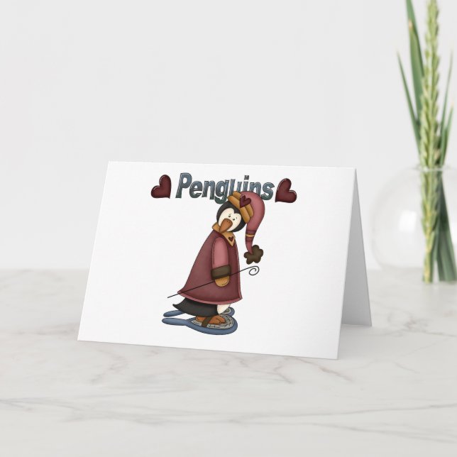 Cartes Pour Fêtes Annuelles T-shirts et cadeaux Penguin en raquettes (Devant)