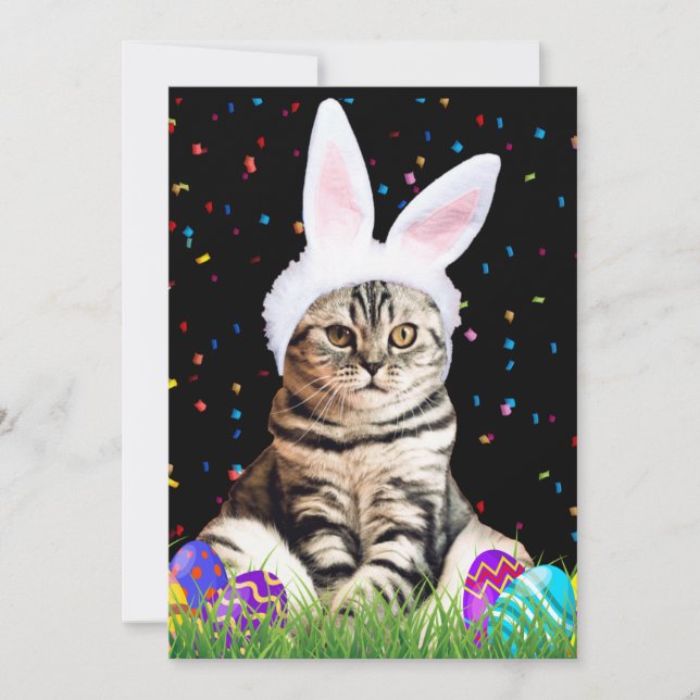 Cartes Pour Fêtes Annuelles Tabby de Pâques (Devant)