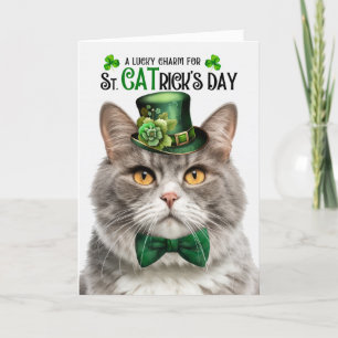 Cartes Pour Fêtes Annuelles Tabby en marbre gris Chat St CATrick's Day Charman
