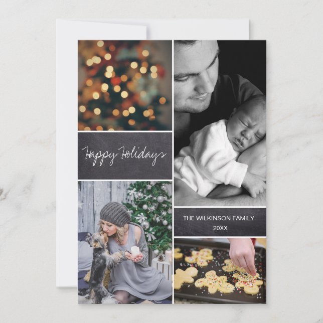 Cartes Pour Fêtes Annuelles Tableau de bord Customisé photos multiples Noël (Devant)