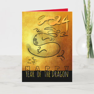 Cartes Pour Fêtes Annuelles Tableau original Dragon Nouvel An vietnamien 2024