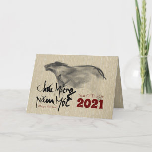 Cartes Pour Fêtes Annuelles Tableau original OX Nouvel An vietnamien 2021 GC