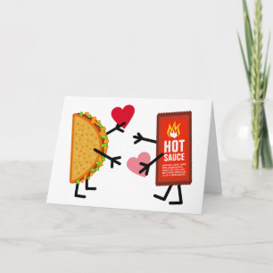 Cartes Pour Fêtes Annuelles Taco et sauce chaude - coeurs mignons de